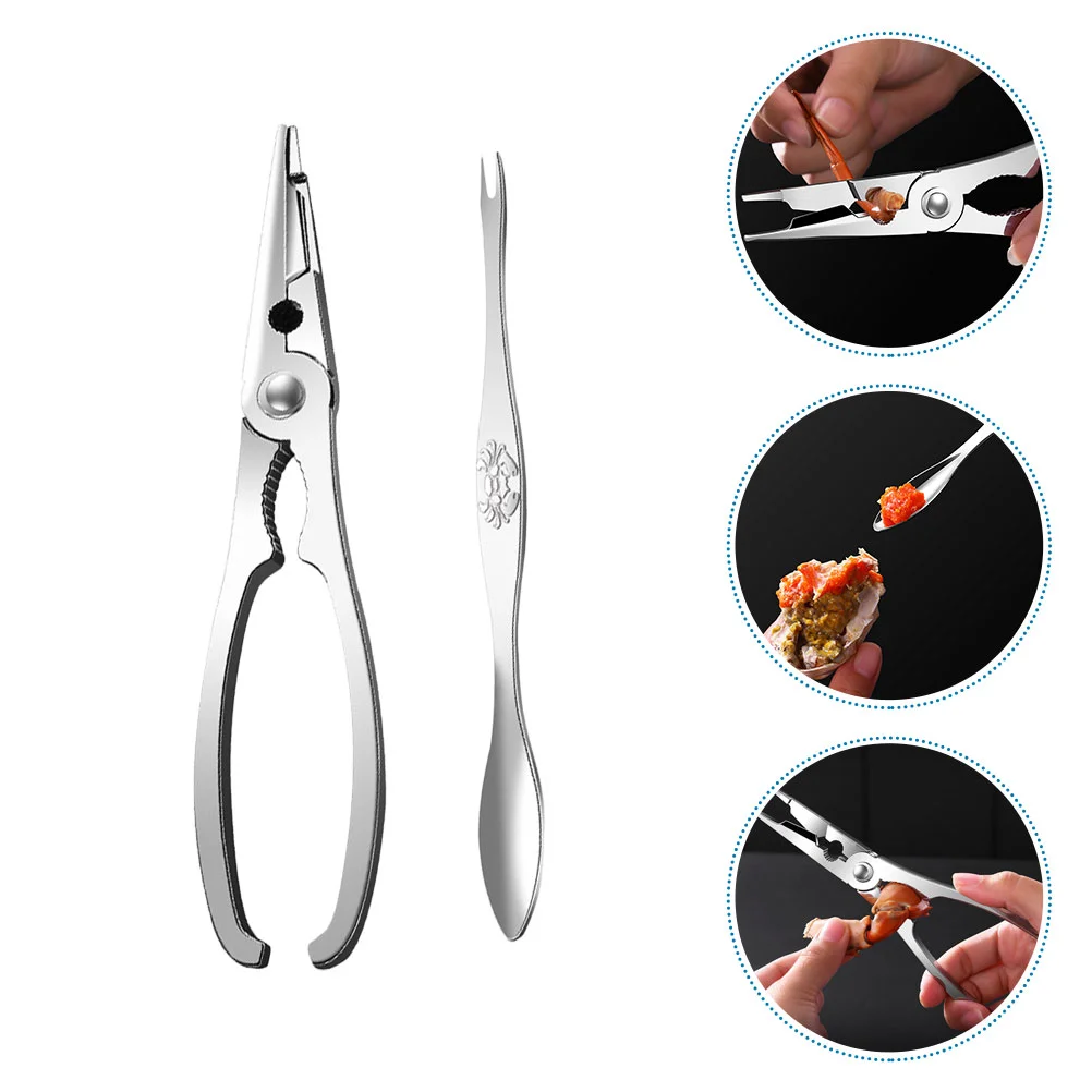 

Crab Claws Needles Dinnerware Set Handheld Scissor Lobster Opening Tool Stainless Steel Leg Plier Seafood Eating