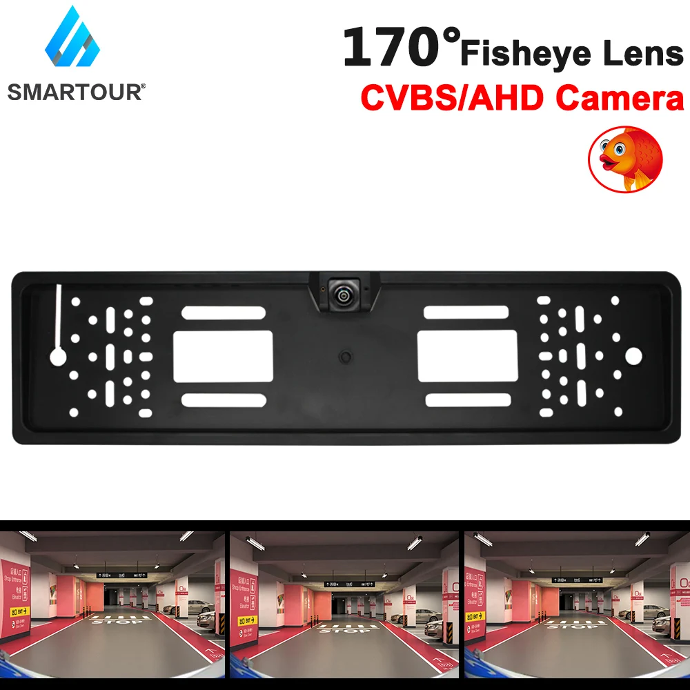 

170 Degree AHD/CCD Car Rear View Camera EU European License Plate Frame Waterproof Night Vision Reverse Backup With Fisheye lens