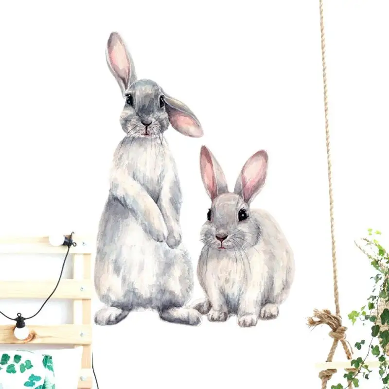 

Rabbit Wall Decals Nursery Wall Stickers Bunny Waterproof Removable Two Bunny Nursery Murals Decor For Car Glass Window