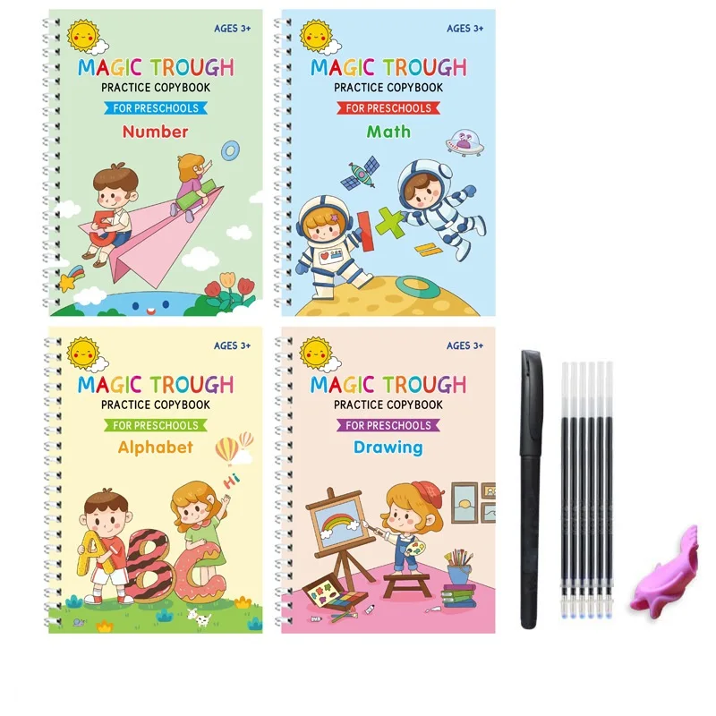 

Волшебная искусственная многоразовая тетрадь для каллиграфии, детский блокнот для детей, учебный учебник для обучения письма, ручка для управления