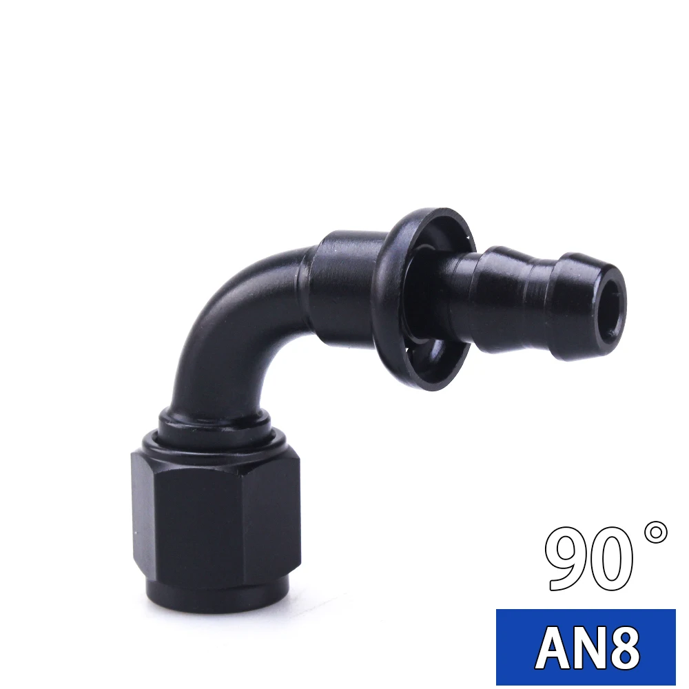 Алюминиевый штуцер Uuiversal для масла и топлива AN4, AN6, AN8, AN10, масляный топливный вставной шланг 0, 90, 45, 180 градусов, резиновая трубка, конец шланга