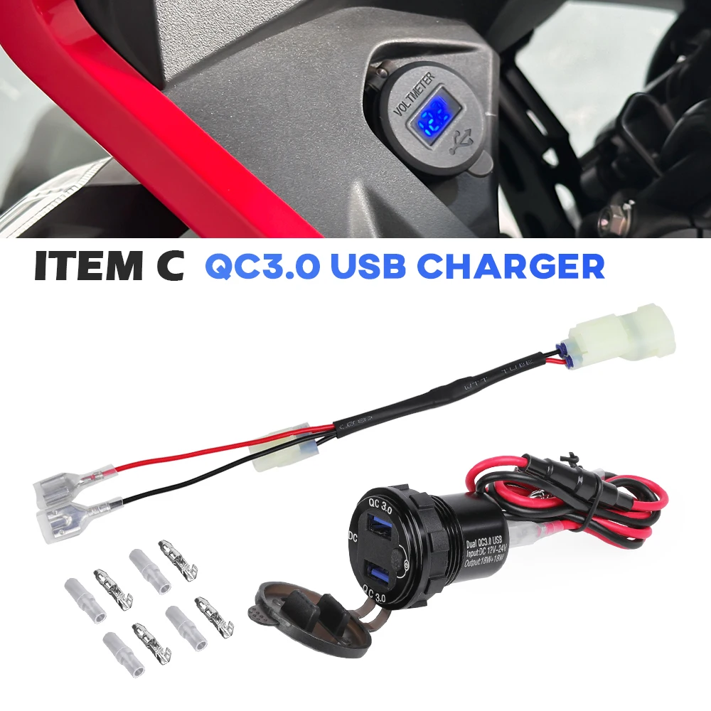 

Для HONDA NX500 NX400 CB500X CB400X Мотоцикл QC3.0 USB-зарядное устройство 12 В Разъем питания Разъем Двойная USB-розетка Кабель NX 500