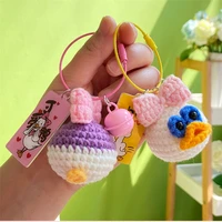 kawaii keychain for bags plush crochet key rings handmade cute keychain lanyard anime key strap luxury couple accessories