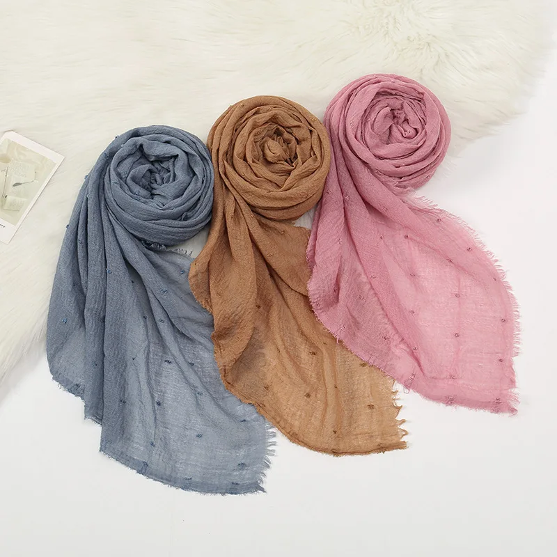 

2023 Cotton Crinkle Scarf Women Muslim Hijab Headscarf Turban Islamic Stoles Shawls Wrap Scarves Bufandas Foulard Turbante Mujer