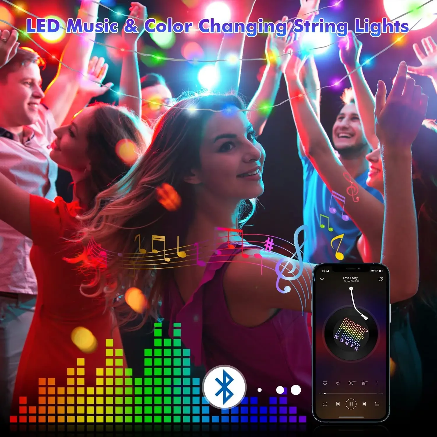 Фото 5 м 10 м 20 м сказочные светодиодные фонари USB Dream Color Smart String Light Пульт дистанционного управления через приложение для украшения комнаты, свадьбы, рождественской елки №3