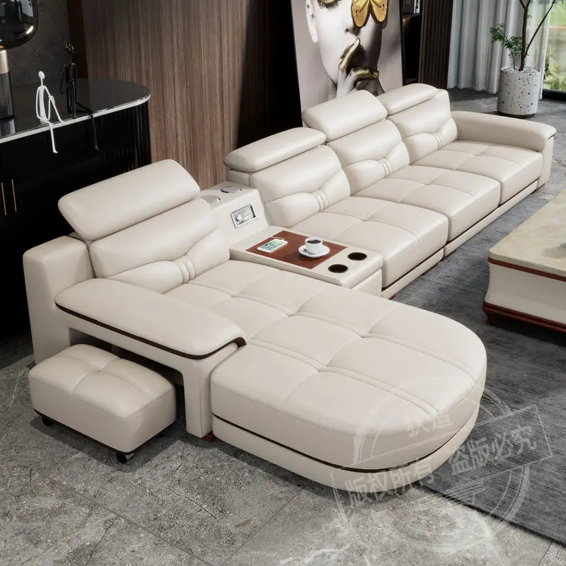 

Leather sofa simple modern living room sofa size apartment real cowhide whole leather sofa combination living room furniture