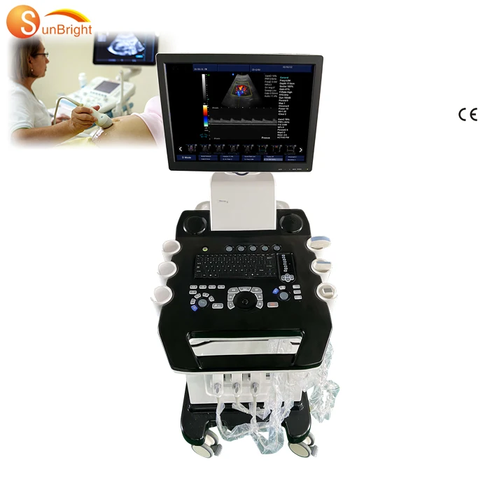 

professional hospital eco doppler trolley color ultrasound machine usg 4d