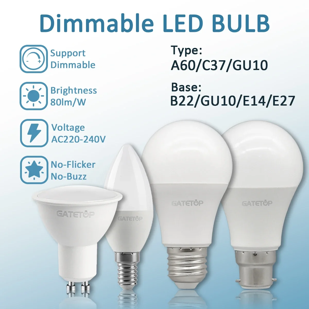 4-20 шт. затемняющая лампа светодиодная точечная GU10 E14 E27 теплый холодный белый 220 В 5