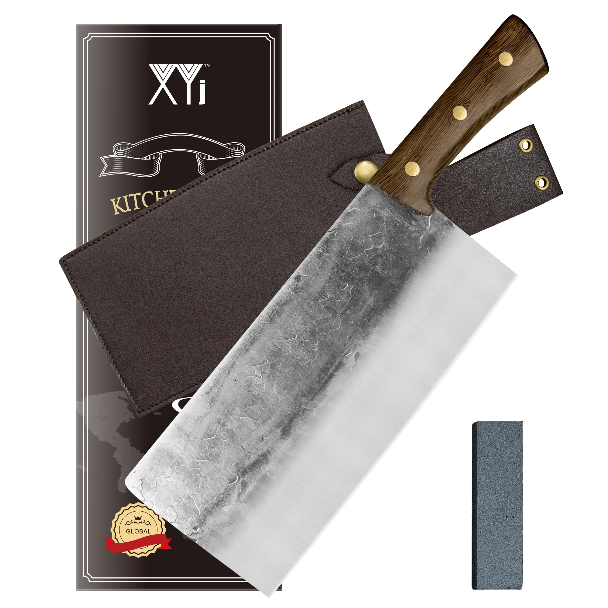 

XYj 8-дюймовый кухонный нож, кухонный нож из нержавеющей стали для мяса, мясника, овощей, фруктов, нож шеф-повара с деревянной ручкой венге