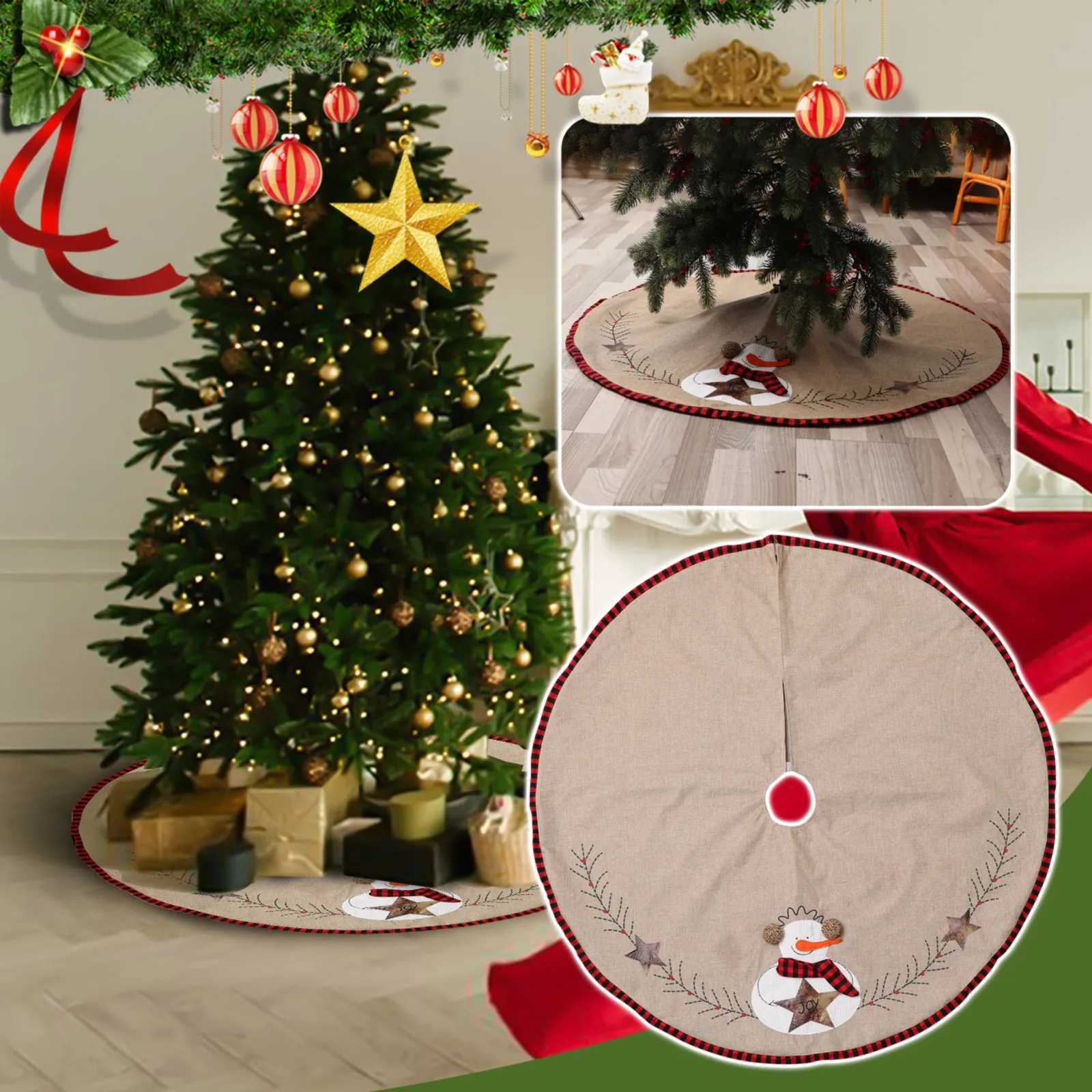 

Christmas Tree Skirt Carpet 47 Inch Red Xmas Cute Christmas Decorations For Holiday Tree Ornaments Xmas Small Trees Decoration