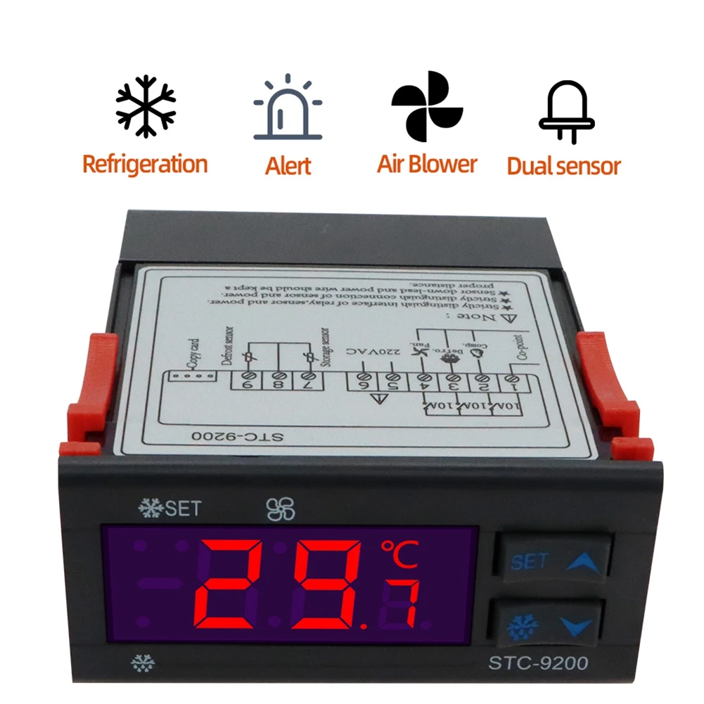 Фото LXLT STC-9200 Цифровой регулятор температуры Терморегулятор с функцией сигнализации вентилятора размораживания охлаждения 220 В переменного тока №3