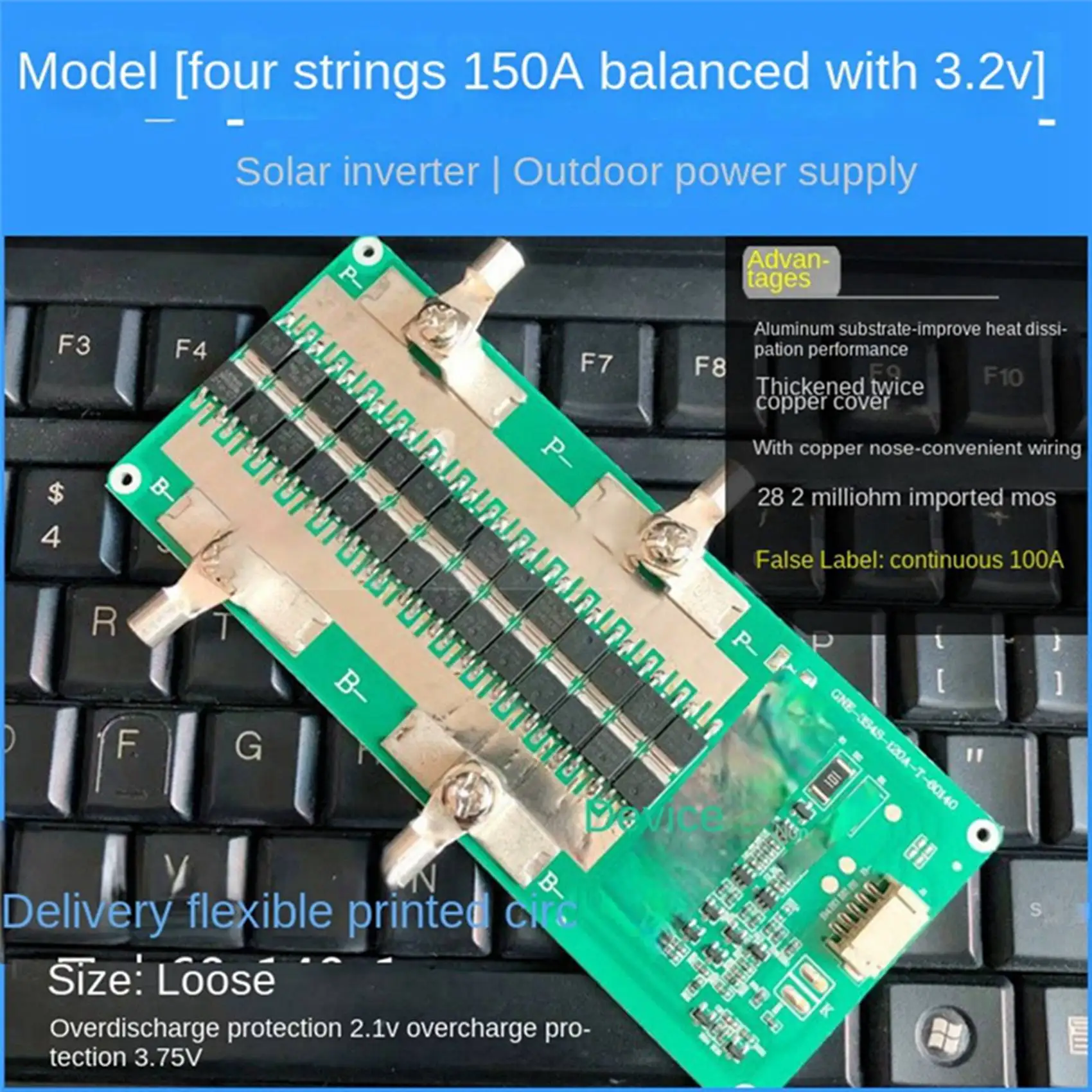 

4S 12V LiFePO4 Battery Protection Board with Balanced Charging 150A Continuous 100A Power Portable Car Start Equalizer