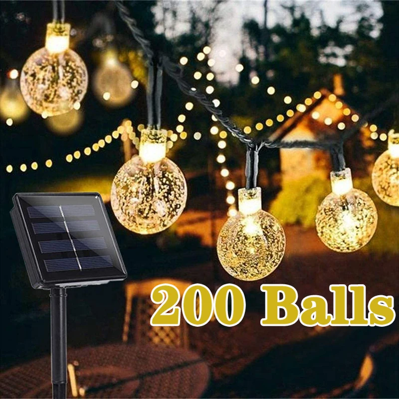 

200 LED Solar String Lights Outdoor Crystal Fairy Light with 8 Modes Waterproof Patio Light for Garden Party Decor 22M