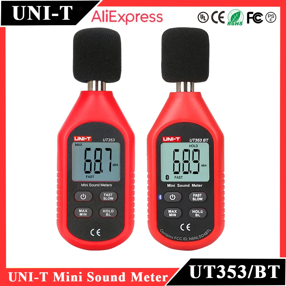 

UNI-T UT353 UT353BT Mini Sound Meter Bluetooth Digital dB Detector Decibel Monitor 130dB Noise Measuring Handheld Noisemeter