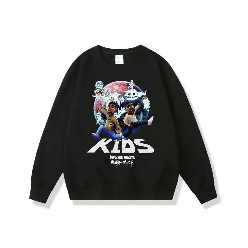

Kids See Ghosts Graphic Sweatshirt Hip Hop Men Women Casual Sweatshirts Rapper Kanye West Print Clothes Man Kid Cudi Pullover