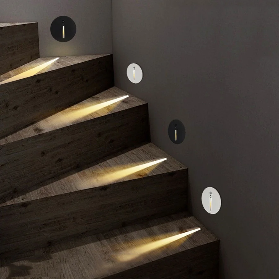 

Smart Motion Sensor LED Step Light 3W Embedded Wall Lamp Radar Sense Stair Light AC85-265V Hallway Aisle Wall Sconce Lighting