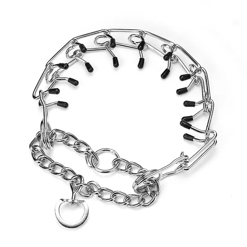 

Amazon Hot Selling Pet Prong Pinch Collar Adjustable Detachable Stimulation Training Chain Comfortable Metal Iron Puppy Necklace