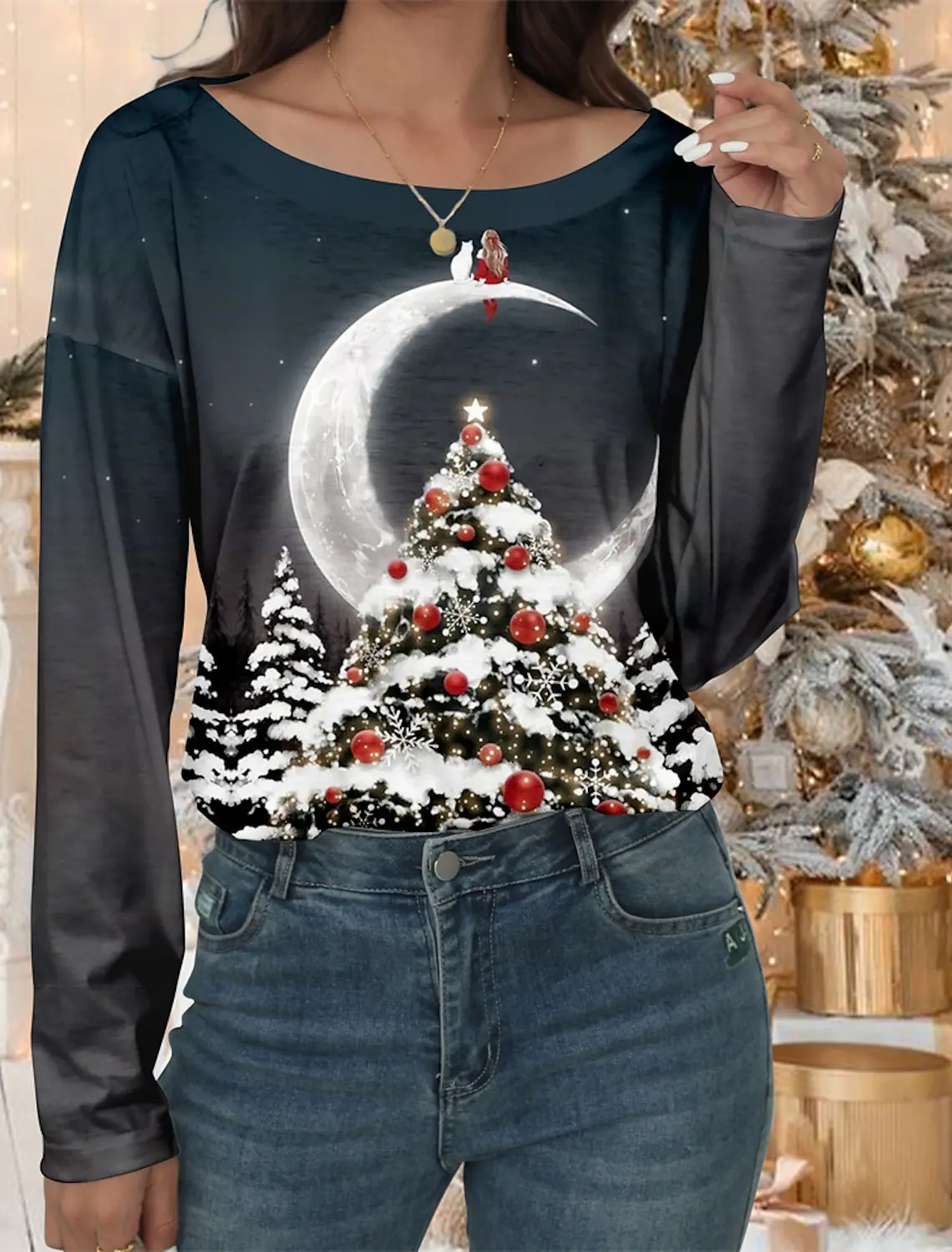 

Женская футболка с длинным рукавом, с круглым вырезом