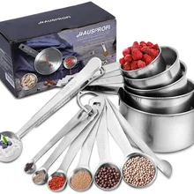 Kitchen Gadgets Stackable 14PCS Set + 1 Magnetic Conversion Chart Stainless Steel Adjustable Measuring Spoons And Cups