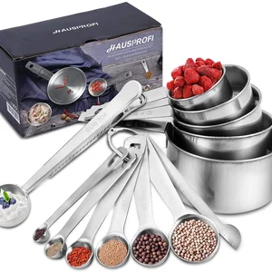 kitchen gadgets stackable 14pcs set 1 magnetic conversion chart stainless steel adjustable measuring spoons and cups free global shipping