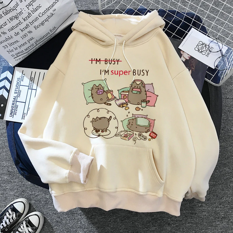 Kawaii Kpop Harajuku Sweatshirt Women's Hoodie Funny Cat Cartoon Female Fashion Oversized Clothing Anime Hoodie Winter Tops