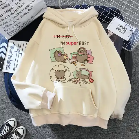 Kawaii Kpop Harajuku Sweatshirt Women's Hoodie Funny Cat Cartoon Female Fashion Oversized Clothing Anime Hoodie Winter Tops