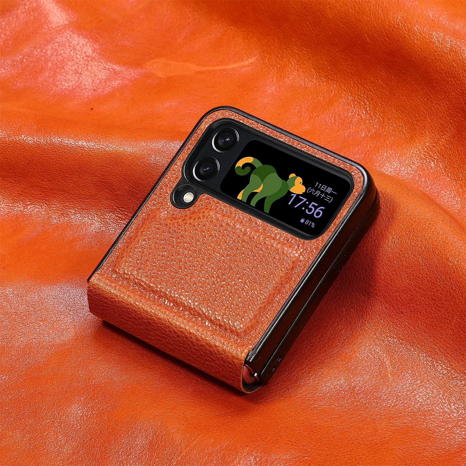 Cow Leather Phone Case For Samsung Z Flip 4 Luxury Shockproof Folding Screen Cover Drop Proof For Galaxy zFlip3