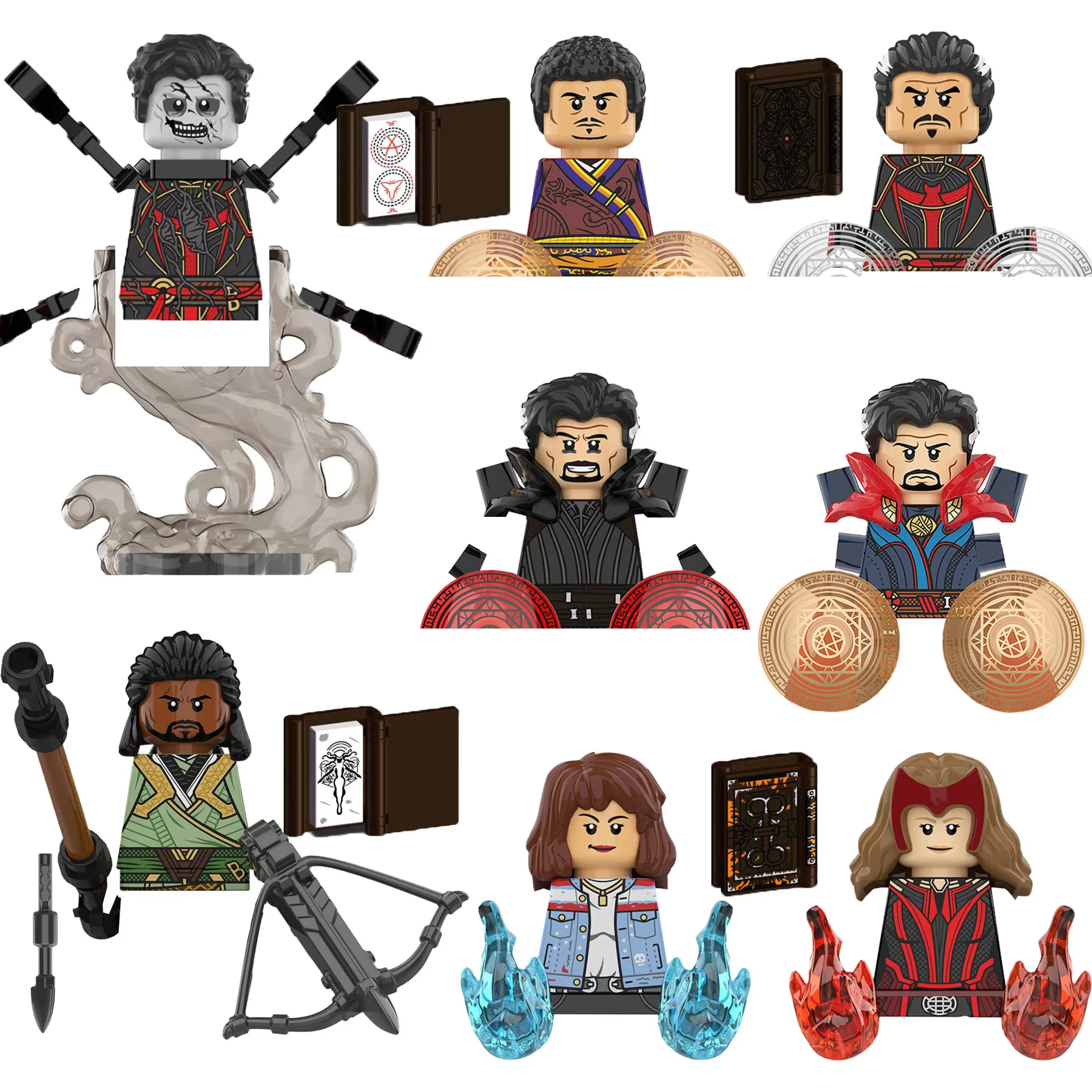 

Newest Scarlet Witch Mordo Wong Miss America Multiverse of Madness Goblin Action Figures Bricks Model Building Blocks Kids Toys