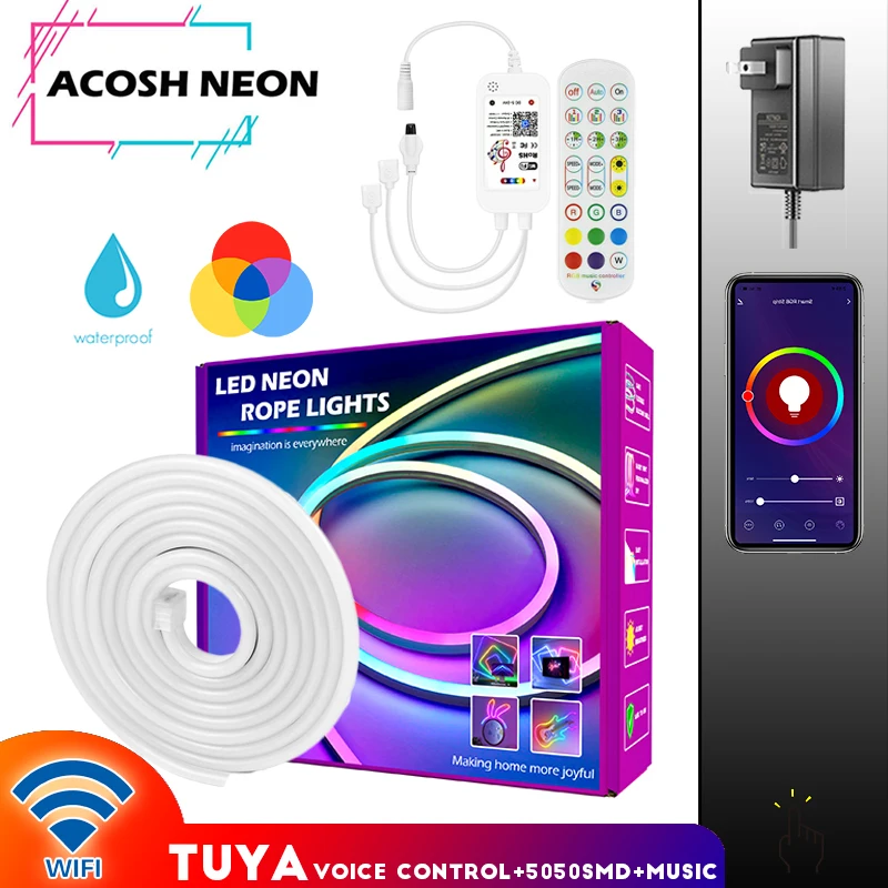 

Led Tuya 2M 5M 10M/32.8F RGB 12V Neon Strip Lighting WiFi timing control illumination music synchronization Led Strip lights