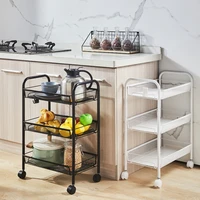 kitchen multi functional movable multi layer storage rack trolley with wheel rolling rack vegetable and fruit storage rack floor