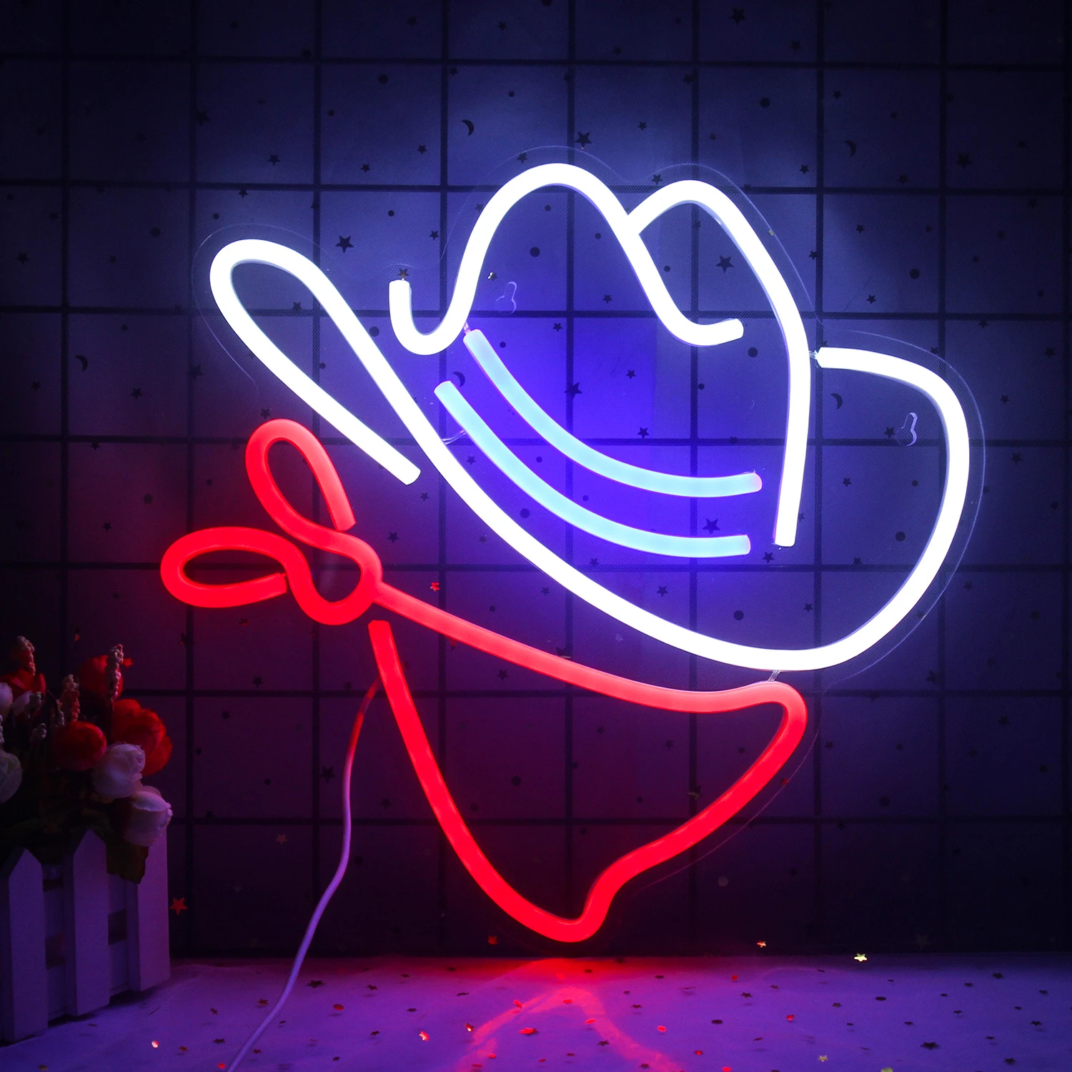 

Wanxing Cowboy Hat Scarf Neon Sign Acrylic Handmade Man Cave Beer Pub Bar Wall Decor Neon Light