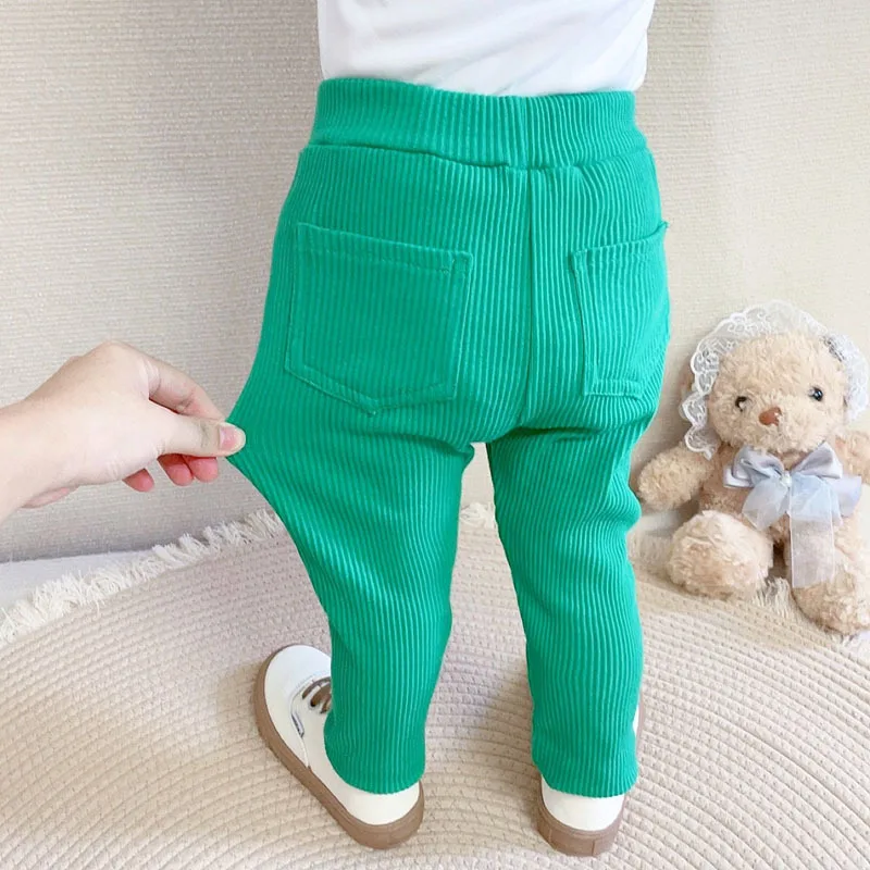Candy Color Girls Pants 2022 Spring Autumn Long High Waist Trousers For Kids Baby Girls Boy Cotton Soft Leggings Sweatpant Child images - 6