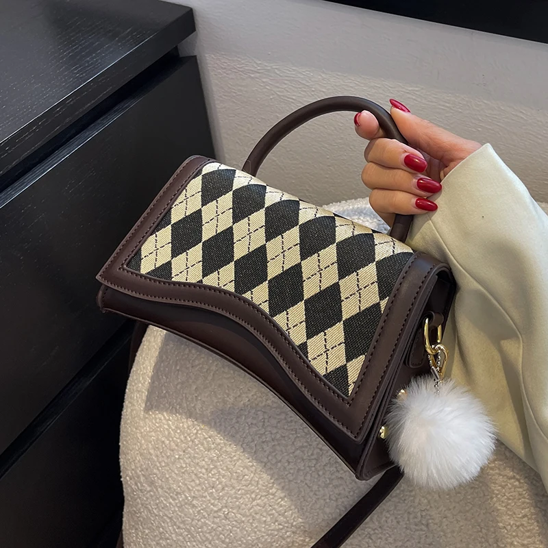 

New Trendy All-match Designer Bags High-quality Texture Shoulder Make Up Bags Fashion Rhombus Satchel Handbag Purses Crossbody