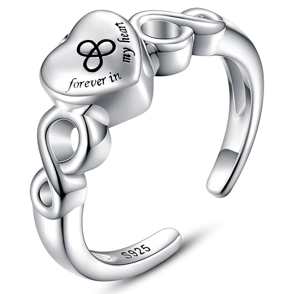 

Urn Ring Cremation Jewelry 925 Sterling Silver Infinity Heart Memorial Souvenir Keepsake Ring Hold Loved Ones Ashes for Women