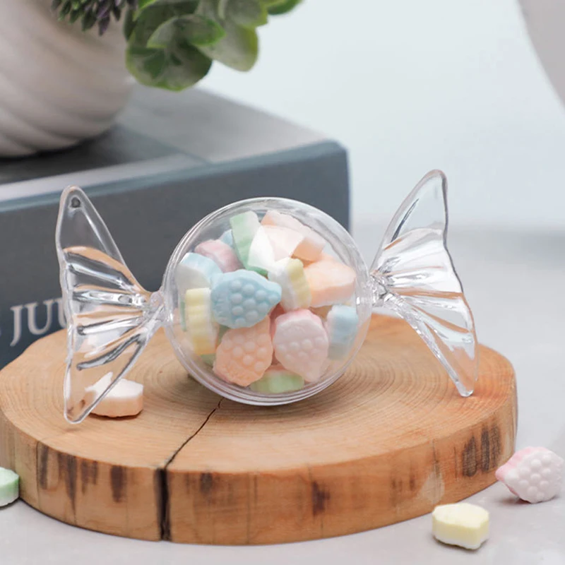 

2pcs/12pcs Clear Plastic Candy Shape Favor Box Mini Candy Shaped Container with Cover for Wedding Birthday Party Baby Shower