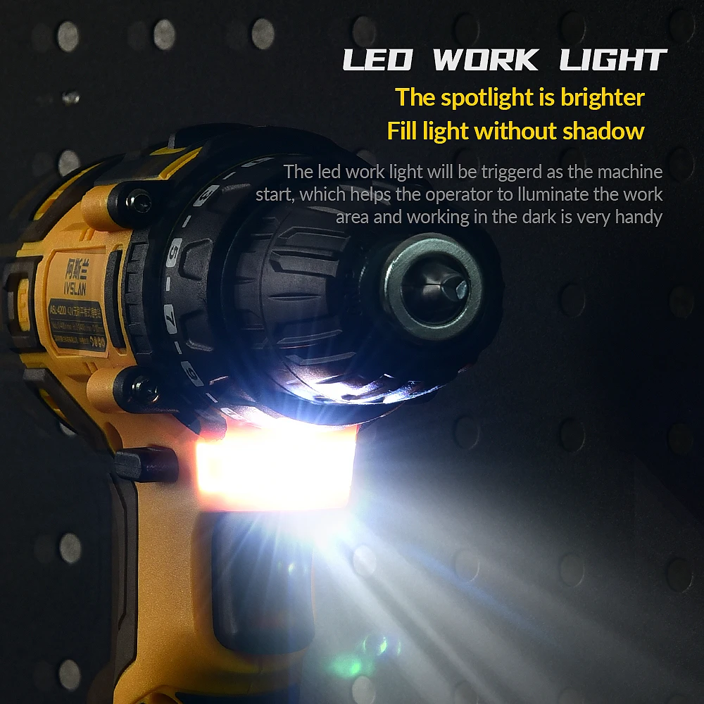 

12V/18V Brushless Electric Drill Cordless Driller Driver Screwdriver Li-ion Battery Electric Power Drill By PROSTORMER