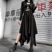 summer irregular women skirts black punk skirts gothic darkness lady skirt loose streetwear midi skirts