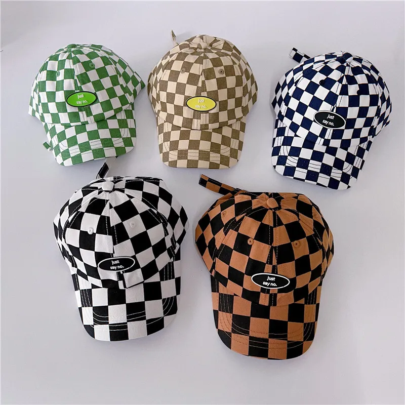 

MILANCEL 2022 Summer New Children Patchwork Hat Fashion Plaid Baseball Caps