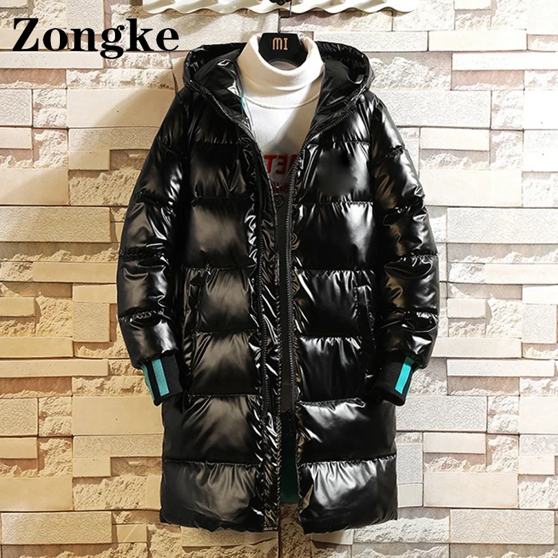 

Zongke Bright Hooded Winter Parka Jacket Men 2023 Black Hooded Long Winter Coat Men Winter Parka 5XL New Arrivals