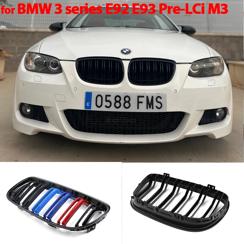 

Car Glossy Black Grill Front Kidney Grille for BMW 3 Series E92 E93 M3 2006-2009 Dual Slats Double Line Grills
