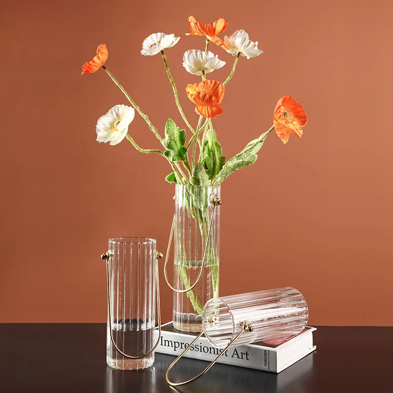 

Classical simple design transparent Home Decoration Flower Vase Living Room Dried Flowers Glass Vase 210628-13
