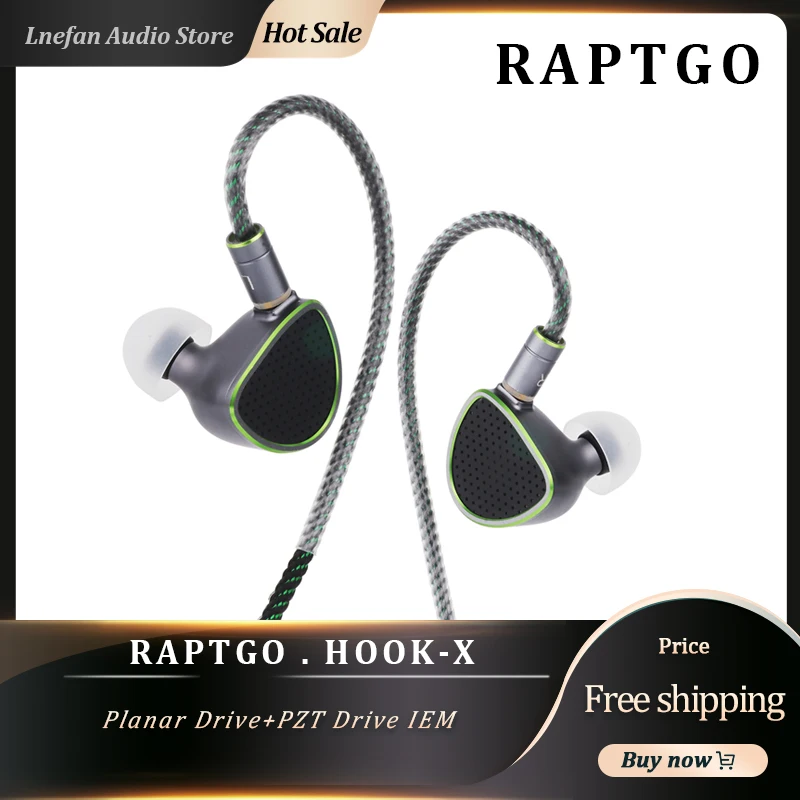 

RAPTGO HOOK-X 14.2mm Open Planar Drive+PZT Drive HiFi In-ear Earphone With Detachable 0.78 2pin OCC Cable IEM