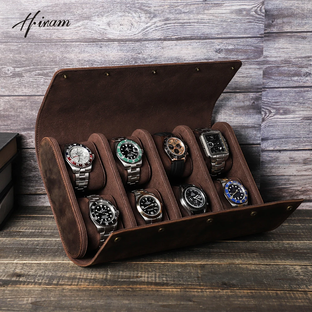 Storage Box Luxury Genuine Leather Watch Box Organizer Watches  Display Case Gifts  8 Seats Jewelry Collection Present Cabinet