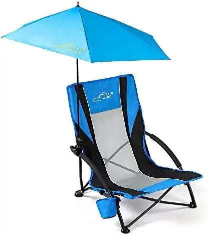 

Umbrella Chair, Beach Chairs for Adults, Low Shade Chair Folding Backpack Portable Concert Bag Sand Chair with Cup Holder - 2 Pa