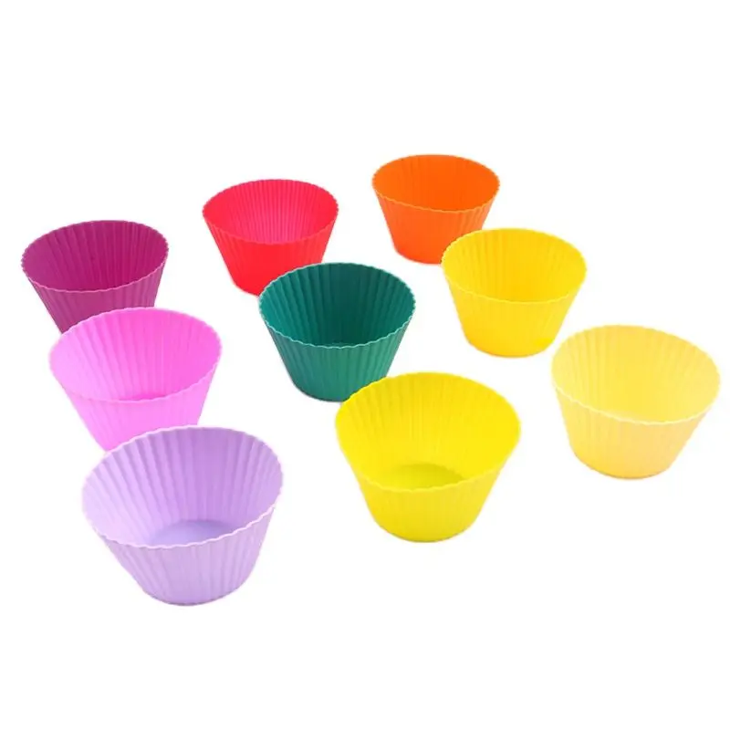 4Pcs/Set 9cm Silicone Muffin Cup Cake Mold Colorful Caliber Steamed Rice Round Cake DIY Baking Kitchen Accessories Mold Tool