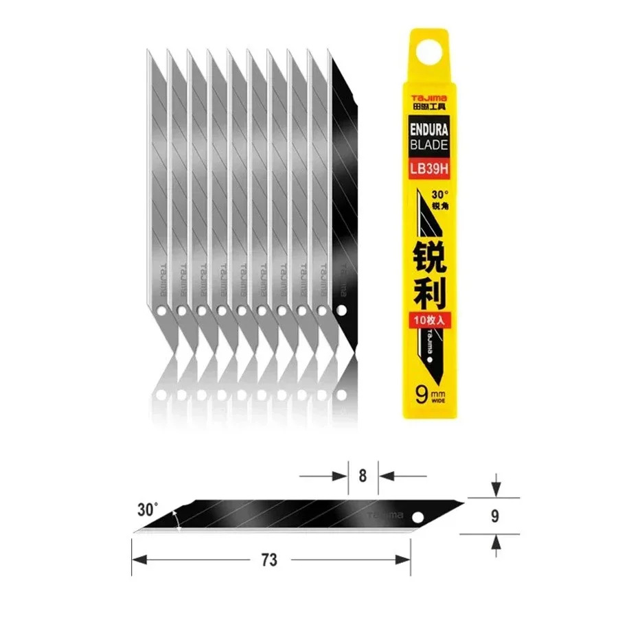 

TAJIMA 1102-0408 LB39H Малый шириной 9 мм 30 ° Острый угловой художественный нож, нож для обоев, сменное лезвие для обоев, 10 шт.