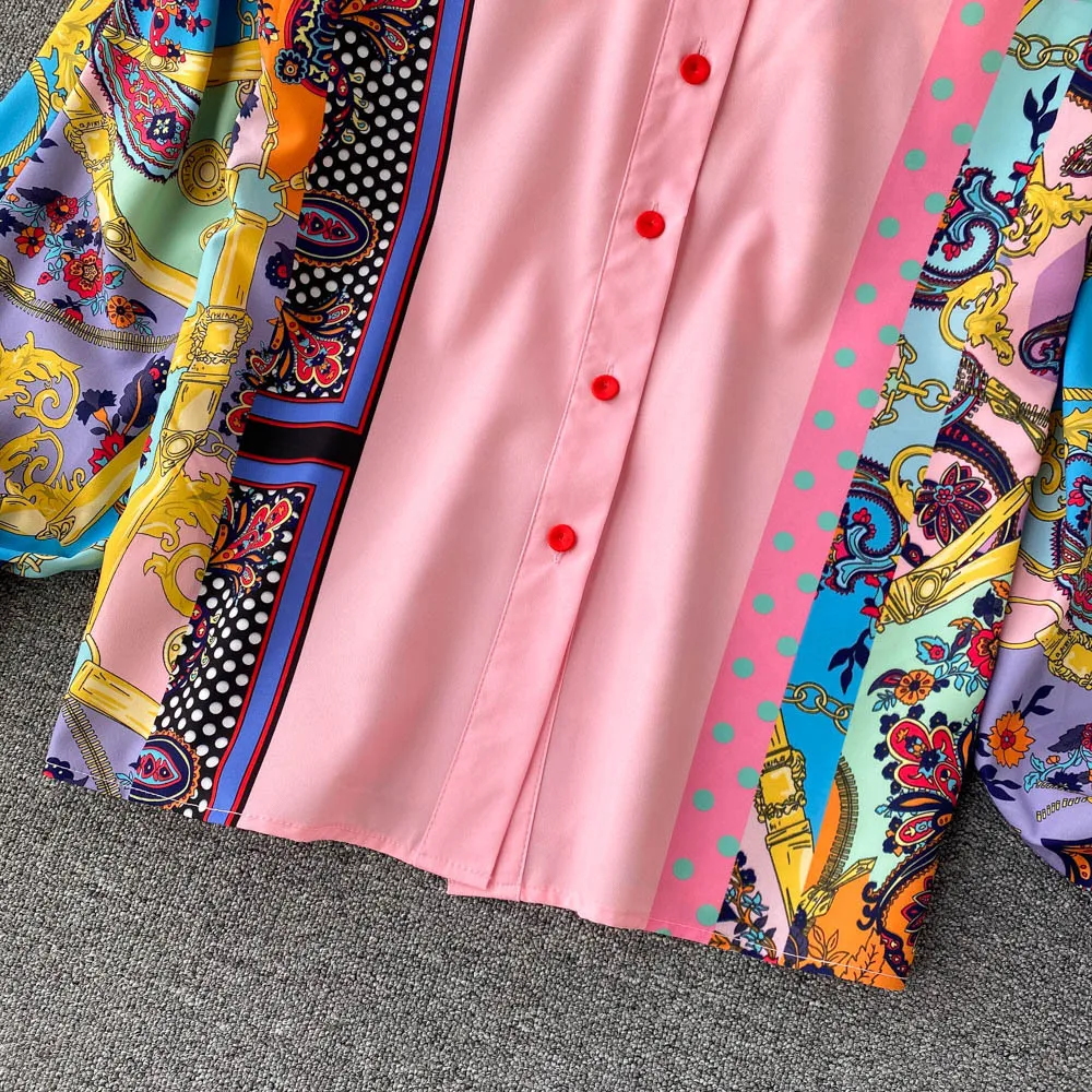 French Retro Printing Women Pajamas Set Elegant Temperament Sleepwear Loose High Waist Wide Leg Trousers Pijama 2 Pcs Home Suit