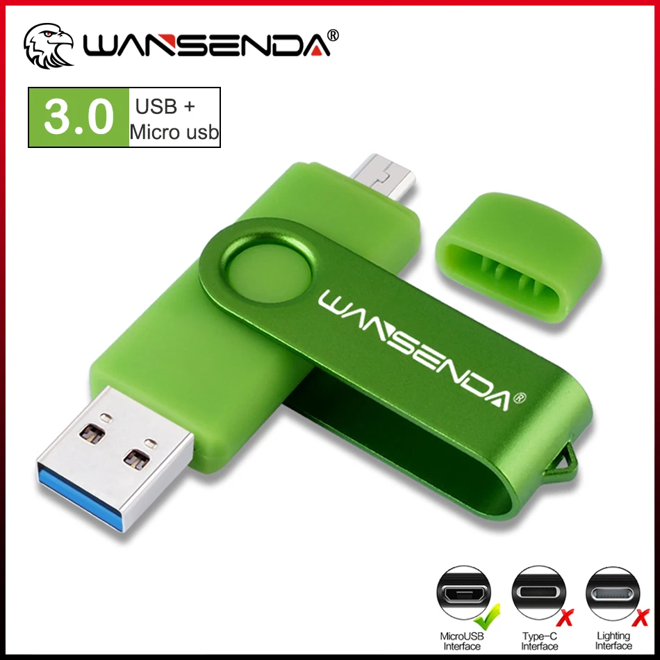 

WANSENDA OTG USB флеш-накопитель, USB 3,0, 16 ГБ 32 ГБ 64 ГБ