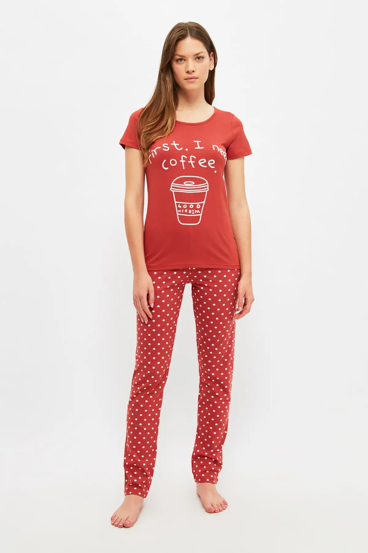 

Trendyol Polka Dot Knitted Pajamas Set THMSS21PT1502