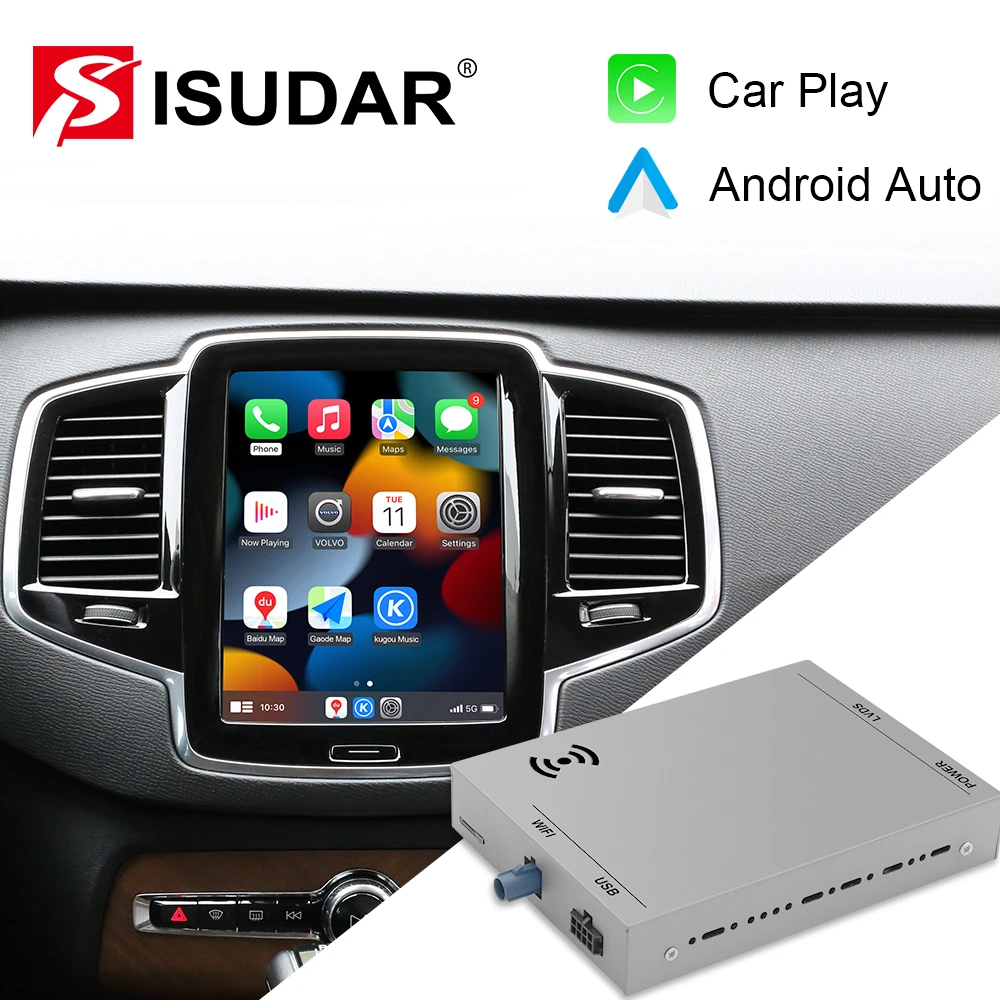 ISUDAR беспроводной Carplay для Volvo XC90/XC60/XC40/S90/S60/V90/V60 полный экран Carplay AI обновленный адаптер Android Авто Mirror Link